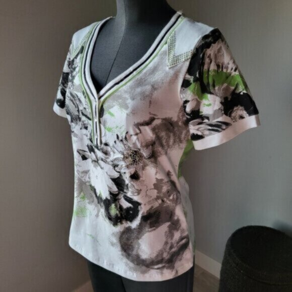 VEX Cotton floral Bling T Shirt Sz M - Picture 8 of 13